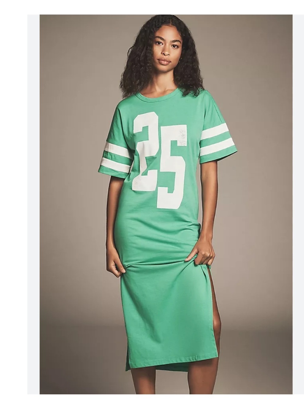 Anthropologie Green Midi Dress with White '25' Graphic Sz medium P
